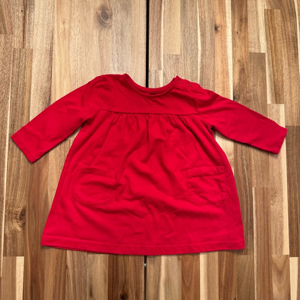 Primary Dress red‎ twirl long sleeve cotton 6-12 months Holiday Christmas photos